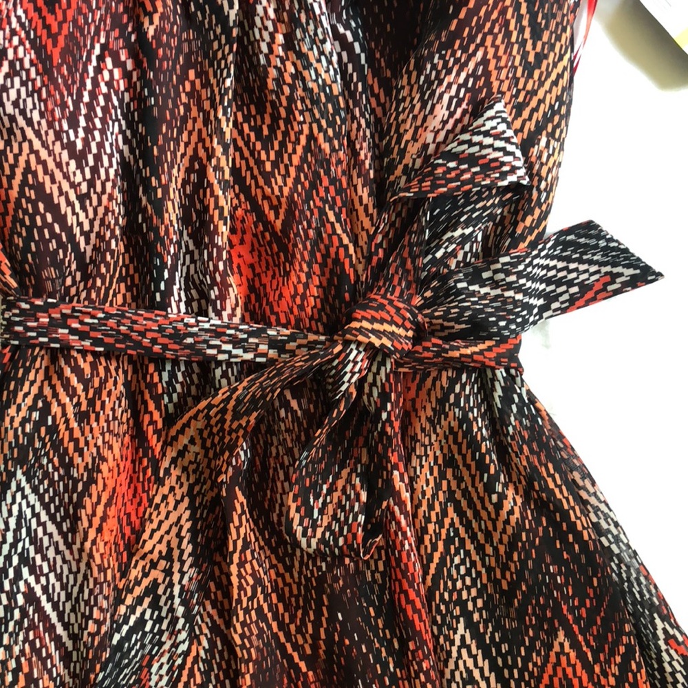 Multi color swing dress with tie